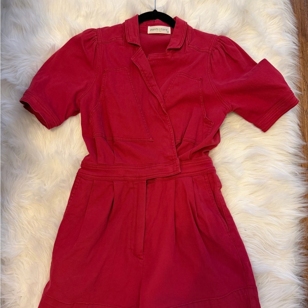 Red Short Sleeve Romper